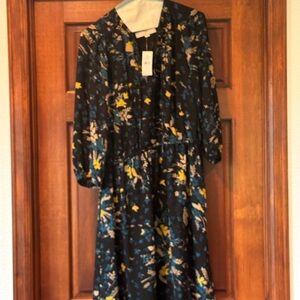 LOFT Multicolor Floral Long Sleeve Dress